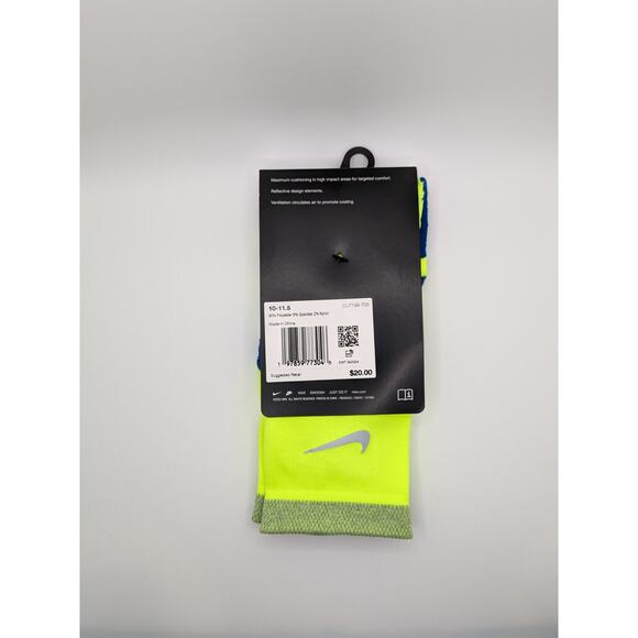 Nike Spark Cushioned Running Ankle Socks - Volt Yellow - W (11.5-13) M (10-11.5) - Picture 3 of 4